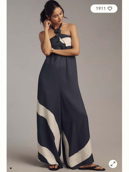 Anthropologie Pants - Anthropologie Black & Ivory Halter Wide-Leg Jumpsuit